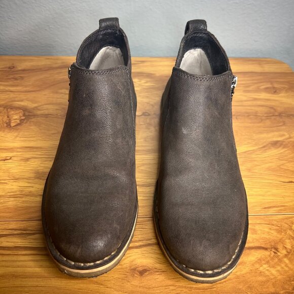 Ugg Clementine Leather Ankle Bootie Size 6 Shearling Lined Brown Zip‎ Classic - Picture 3 of 8